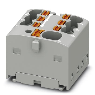 Phoenix Contact Finger-Safe Power Distribution Block; PTFIX 4/6X1.5 GY; 17.5A; 7-Pole; Push-In Terminals; 1/1 Line/Load Terminal Openings; Direct Mount